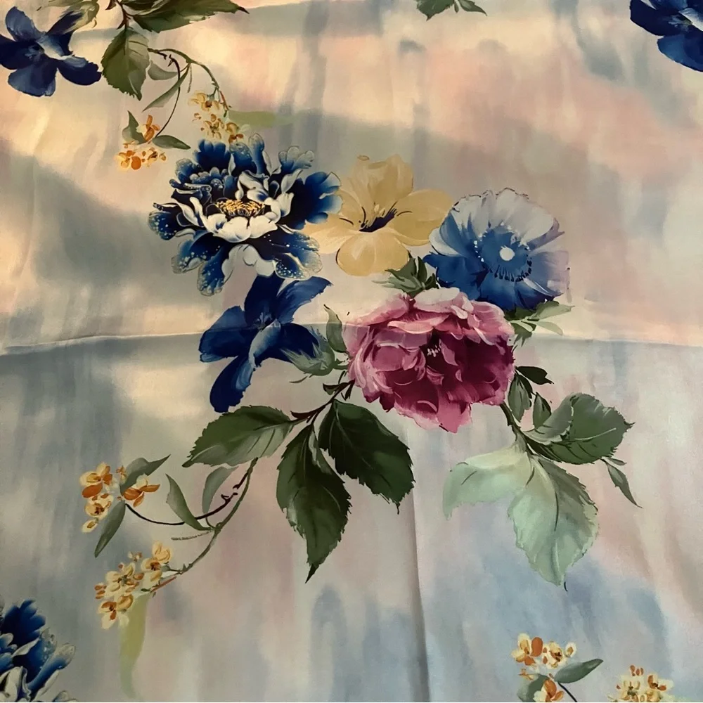 Amalfi Coast Silk Blend Floral Square Scarf NWOT